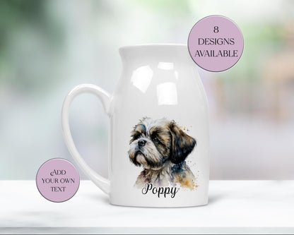 Personalised Shih Tzu Milk Jug & Vase – Watercolour Dog Gift | Shih Tzu Home Décor