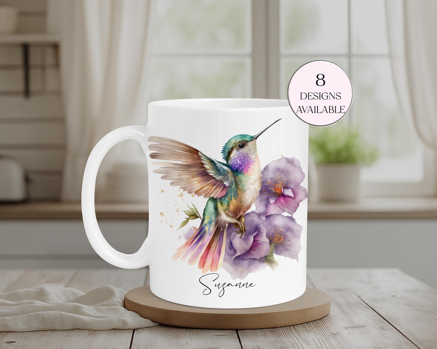 Personalised Watercolour Hummingbird Mug & Coaster Set | Bird Lover Gift