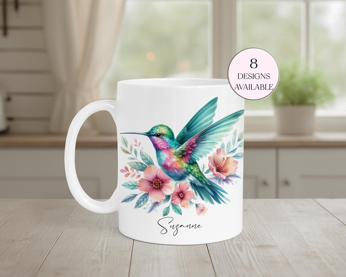 Personalised Watercolour Hummingbird Mug & Coaster Set | Bird Lover Gift
