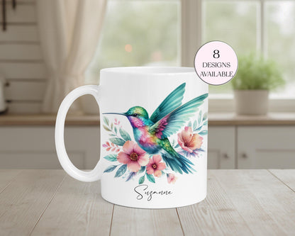 Personalised Watercolour Hummingbird Mug & Coaster Set | Bird Lover Gift