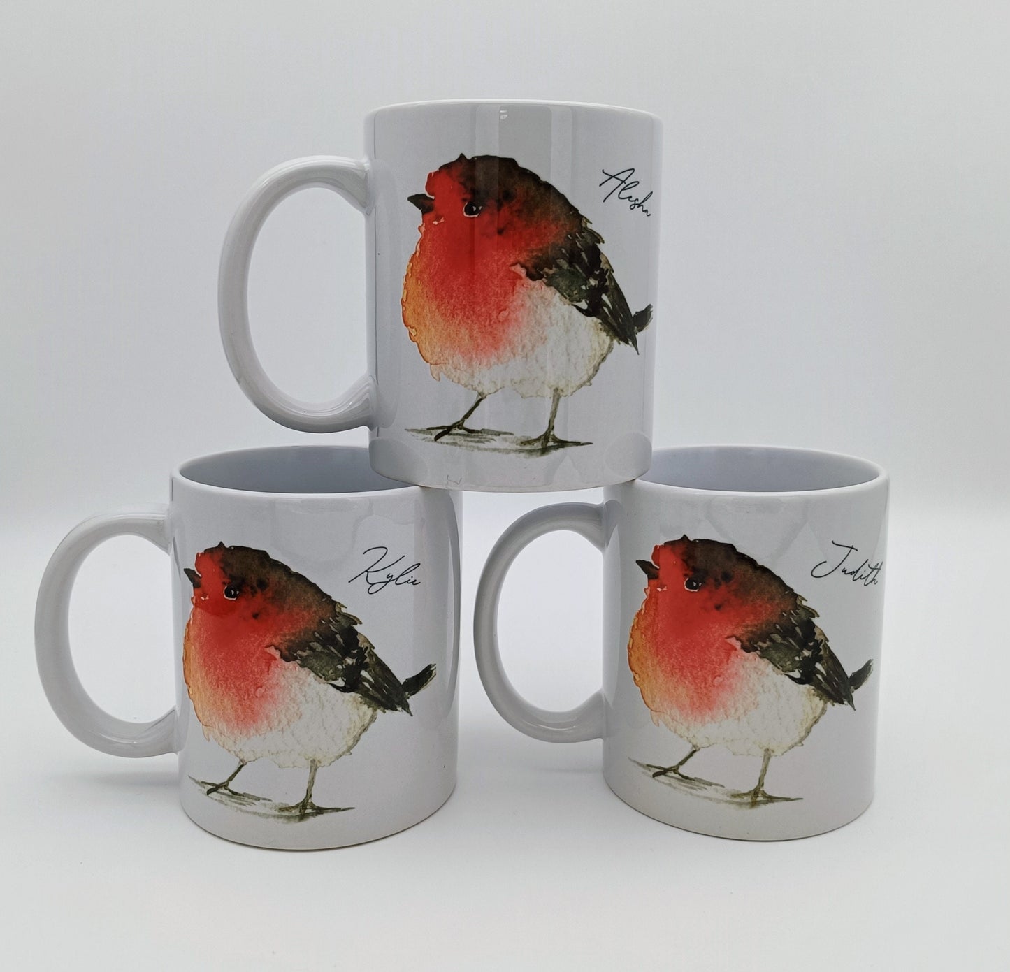 Personalised Watercolour Robin Mug & Coaster Set | Bird Lover & Memorial Gift