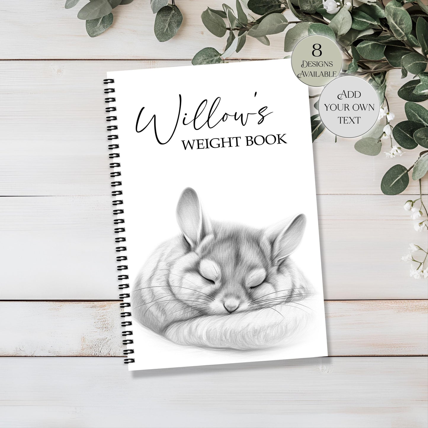 Personalised Chinchilla Notebook | Custom Name Journal | Cute Gift for Chinchilla Lovers