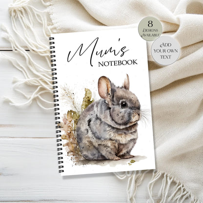 Personalised Chinchilla Notebook | Custom Name Journal | Cute Gift for Chinchilla Lovers