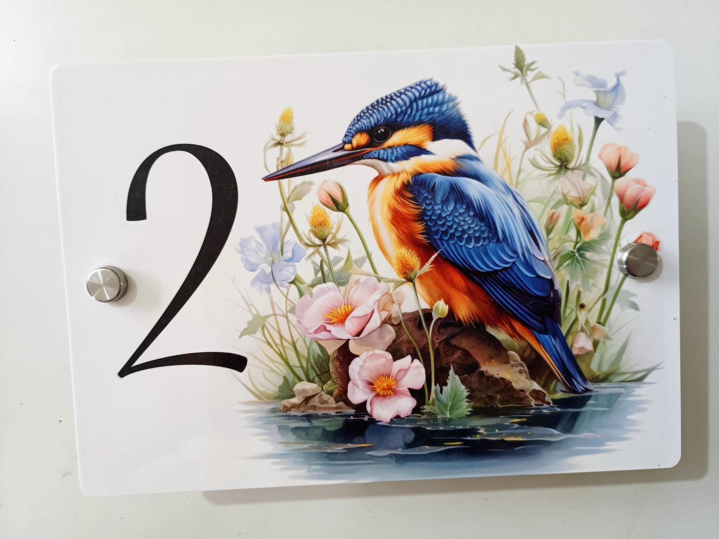 Personalised Watercolour Kingfisher House Sign | Acrylic Gate Plaque | New Home Gift