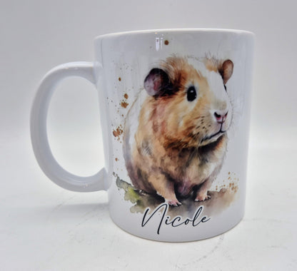 Personalised Watercolour Guinea Pig Mug & Coaster Set | Custom Guinea Pig Gift