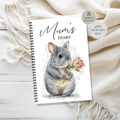 Personalised Chinchilla Notebook | Custom Name Journal | Cute Gift for Chinchilla Lovers