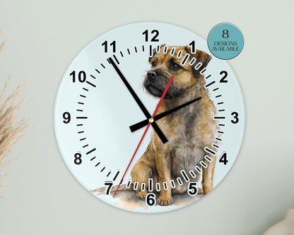 Border Terrier Glass Wall Clock – Dog Lover Gift & Home Décor