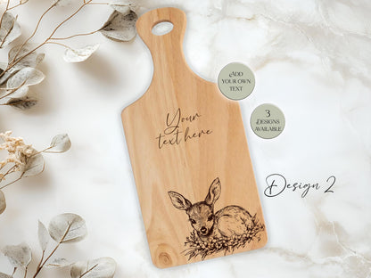 Personalised Wooden Deer Cutting Board – Custom Engraved Kitchen Gift