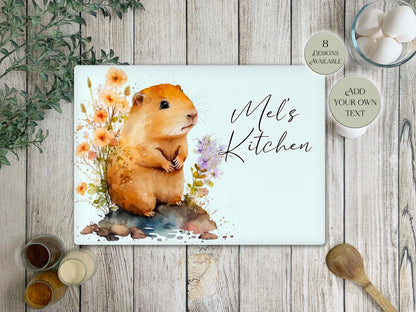 Personalised Capybara Glass Chopping Board | A3 or A4 | Unique Gift