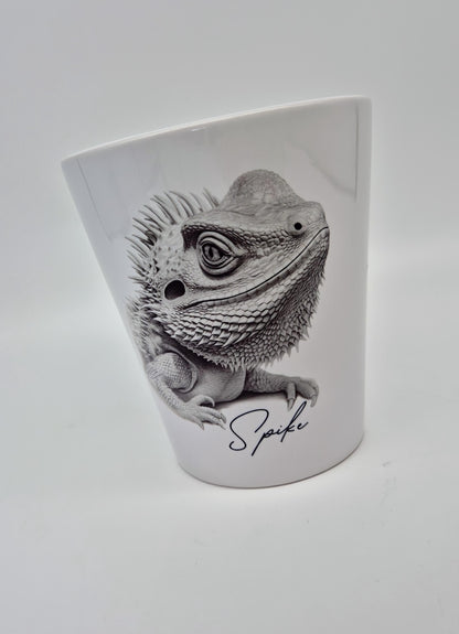 Personalised Bearded Dragon Plant Pot – Pen Holder & Brush Organiser | Unique Reptile Lover Gift