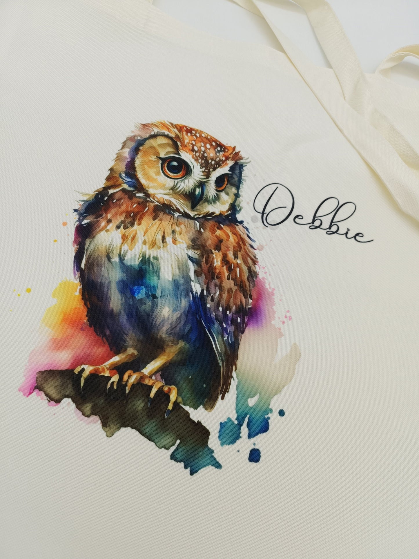 Personalised Watercolour Owl Tote Bag | Custom Owl Gift | Eco-Friendly Reusable Shopper
