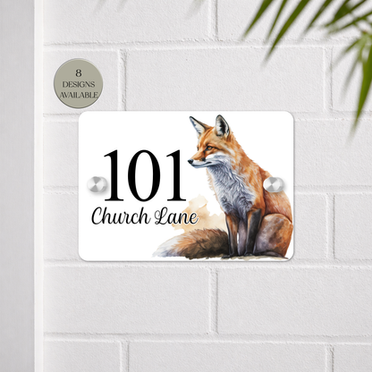 Personalised Watercolour Fox House Sign | Acrylic Gate Plaque | New Home Gift