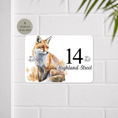 Personalised Watercolour Fox House Sign | Acrylic Gate Plaque | New Home Gift