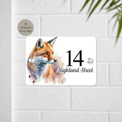 Personalised Watercolour Fox House Sign | Acrylic Gate Plaque | New Home Gift