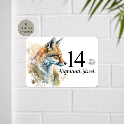 Personalised Watercolour Fox House Sign | Acrylic Gate Plaque | New Home Gift