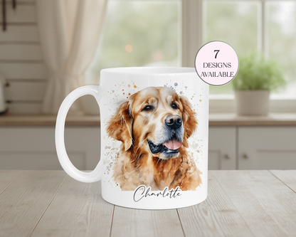 Personalised Golden Retriever Mug & Coaster Set – Dog Lover Gift