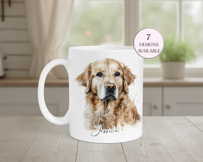 Personalised Golden Retriever Mug & Coaster Set – Dog Lover Gift