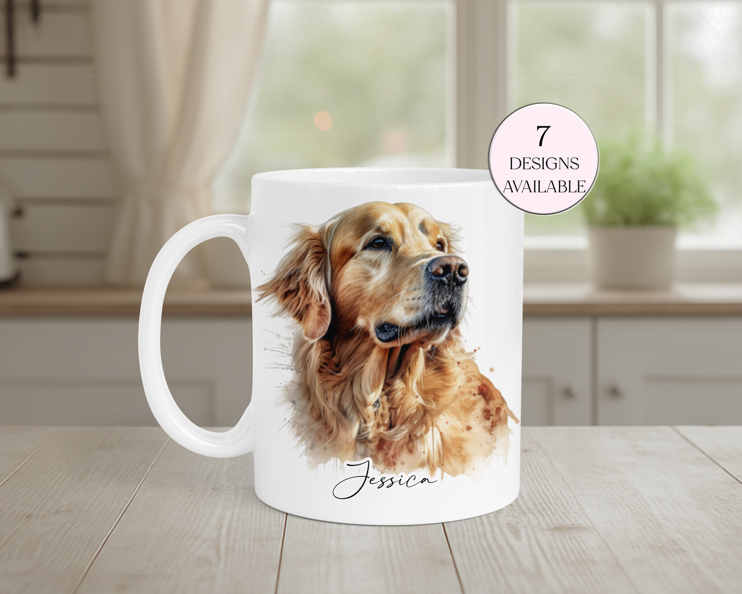 Personalised Golden Retriever Mug & Coaster Set – Dog Lover Gift