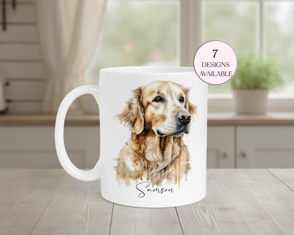 Personalised Golden Retriever Mug & Coaster Set – Dog Lover Gift