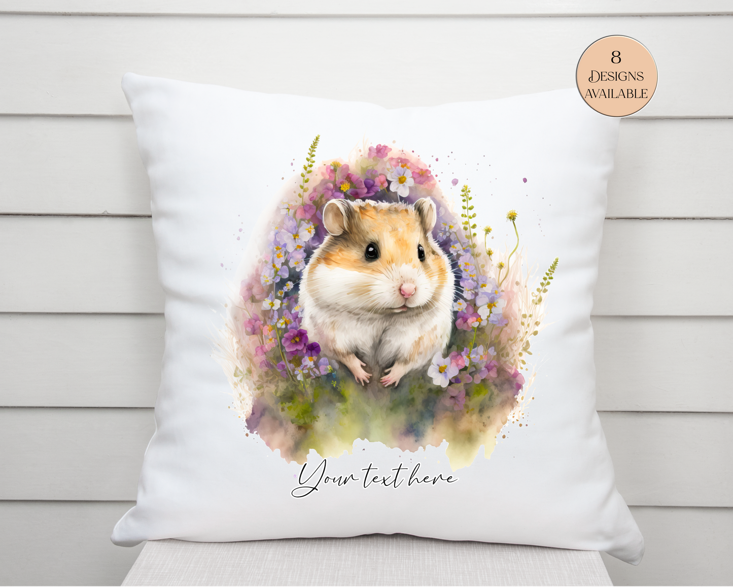 Watercolour Floral Hamster Cushion - A Lovely Gift for Her, Celebrating the Love of a Hamster Mum