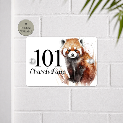 Personalised Watercolour Red Panda House Sign – Custom Address Plaque