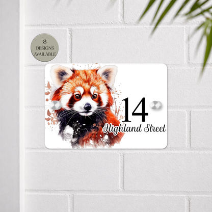 Personalised Watercolour Red Panda House Sign – Custom Address Plaque